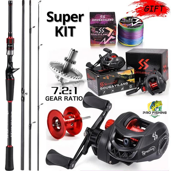 SUPER KIT DE PESCA COMPLETO  Carretilha + Vara em Carbono + Linha